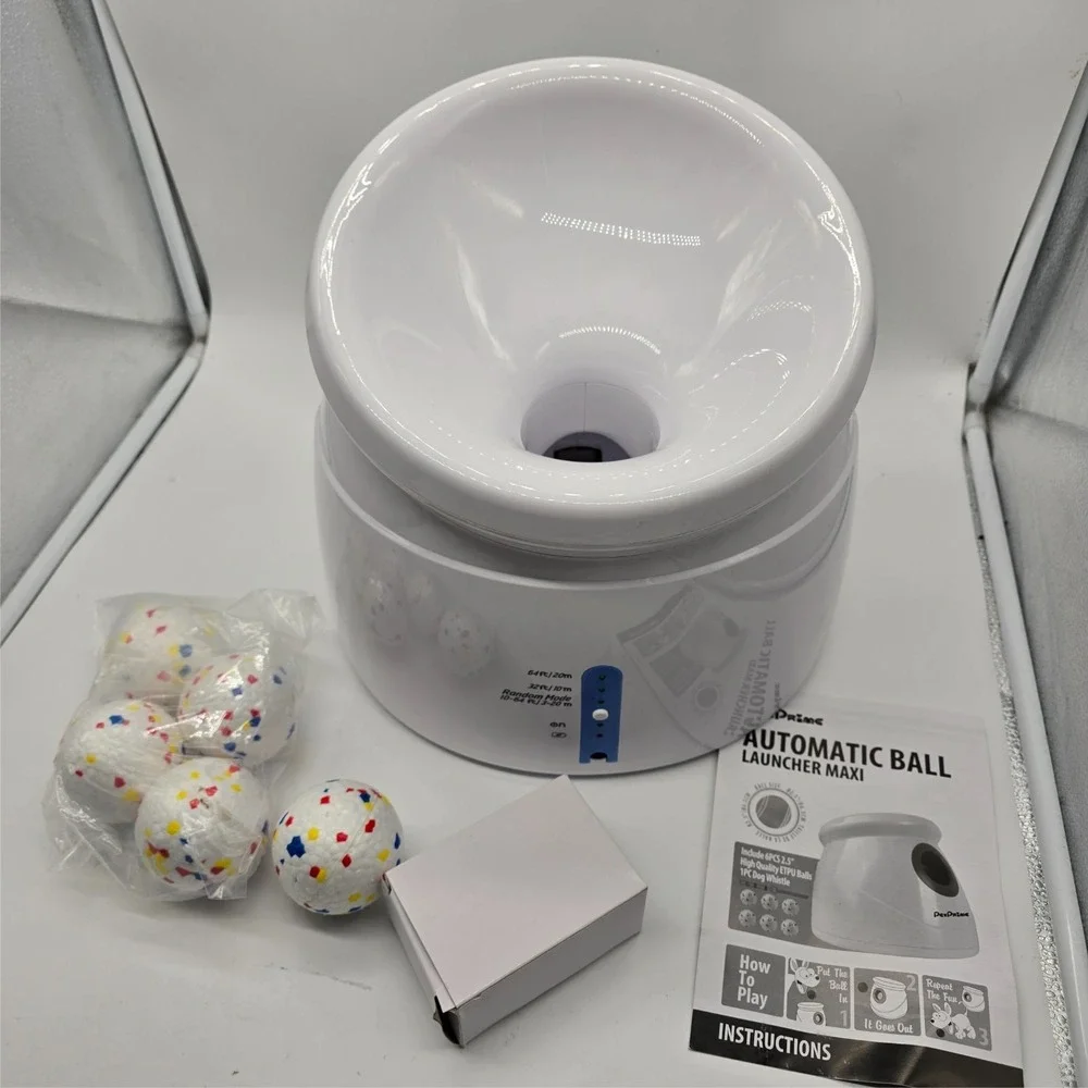 Pet Prime Automatic Dog Ball Launcher Large Dogs 10-64ft - 5 ETPU‎ Balls